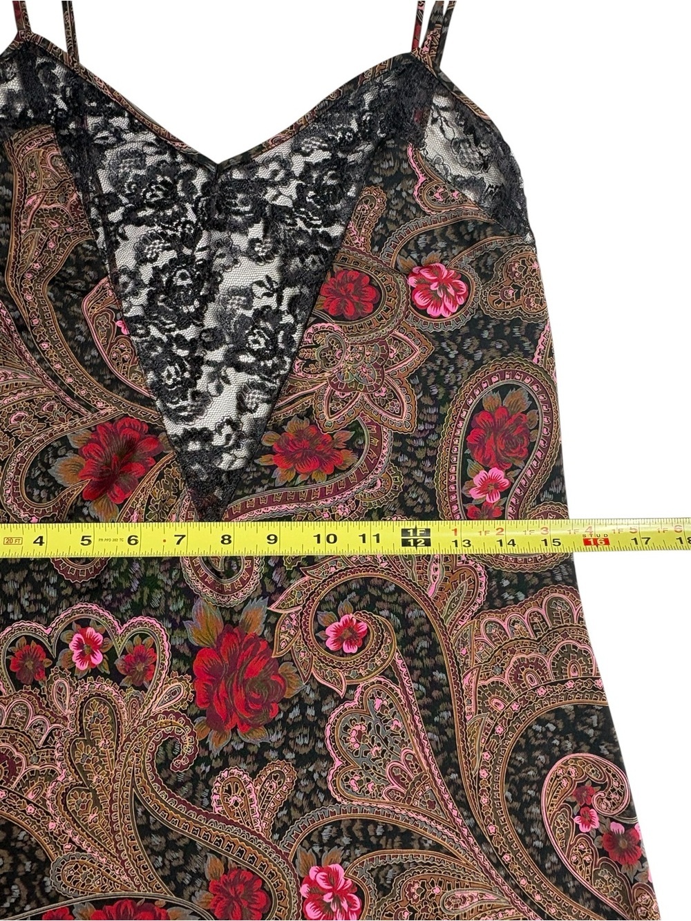 VTG Victoria's Secret Gold Label Paisley Lace Slip Dress Nightgown M - Picture 7 of 10
